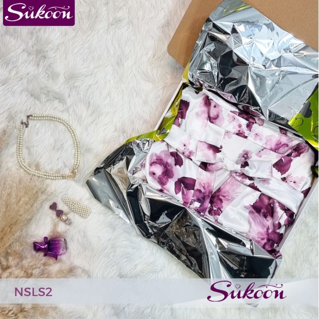 nuisette court en satin fleuré -NSLS2-