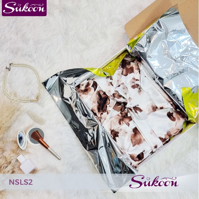 nuisette court en satin fleuré -NSLS2-