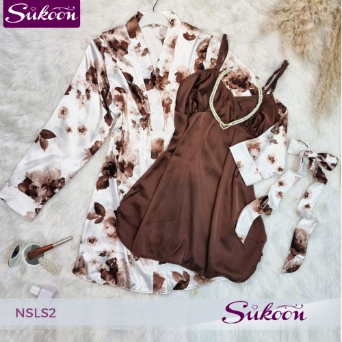 nuisette court en satin fleuré -NSLS2-