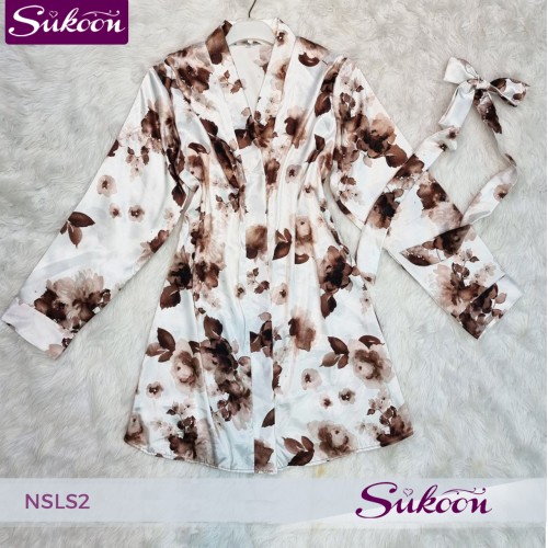 nuisette court en satin fleuré -NSLS2-