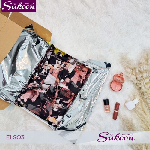 Ensemble pyjama 3 pc en satin fleuré -ELSO3-