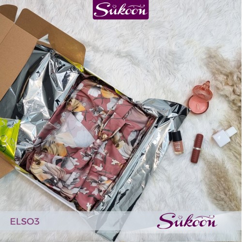 Ensemble pyjama 3 pc en satin fleuré -ELSO3-