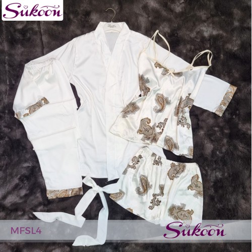 Ensemble pyjama 4 pièces en satin -MFSL4-