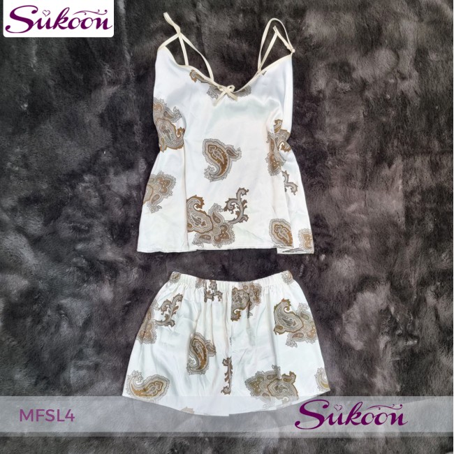 Ensemble pyjama 4 pièces en satin -MFSL4-