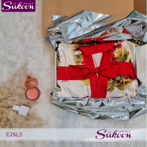 ensemble pyjama en soie décoré avec des fleur -EJSL3-