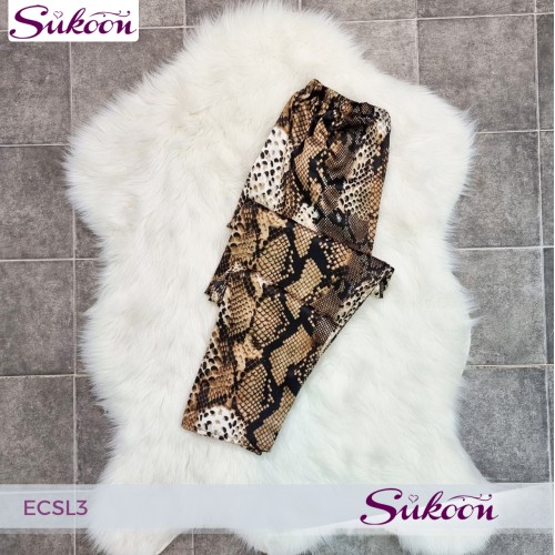 Ensemble de pyjama en satin à imprimé serpent avec pantalon -ECSL3-