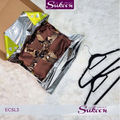 Ensemble de pyjama en satin à imprimé serpent avec pantalon -ECSL3-