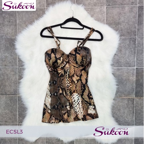 Ensemble de pyjama en satin à imprimé serpent avec pantalon -ECSL3-