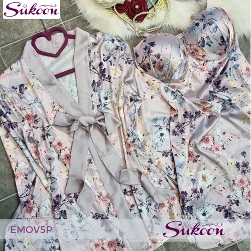 -Ensemble pyjama en soie 05pcs - EMOV5P