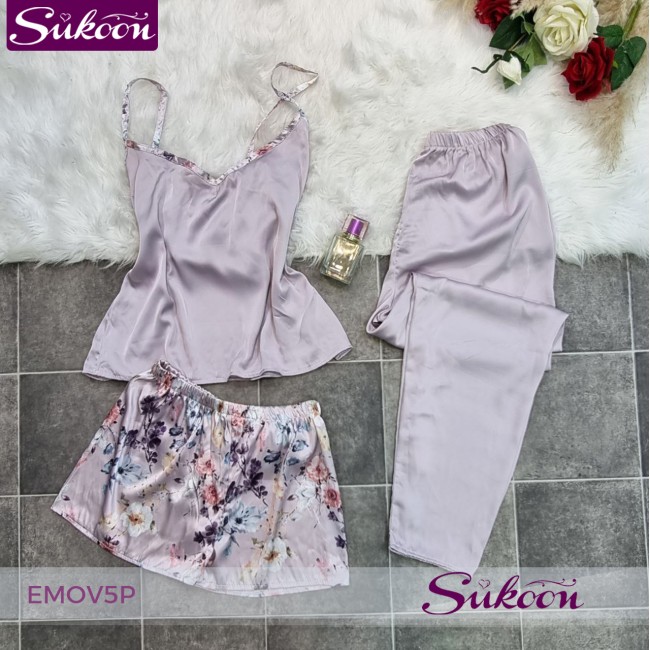 -Ensemble pyjama en soie 05pcs - EMOV5P
