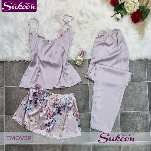 -Ensemble pyjama en soie 05pcs - EMOV5P
