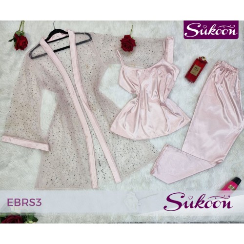 Pyjama perlé de luxe pour femme élégante 3 pièces-EBRS3-
