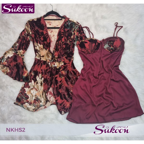 -Déshabillés en satin et velours 02 pcs -NKHS2