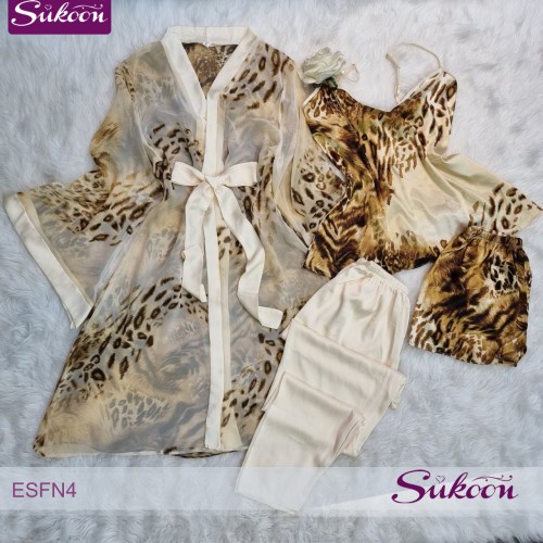 -ensemble pyjama 04 pcs tigrée en beige -ESFN4