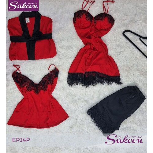 -Ensemble pyjama rouge 04 pièces-EPJ4P