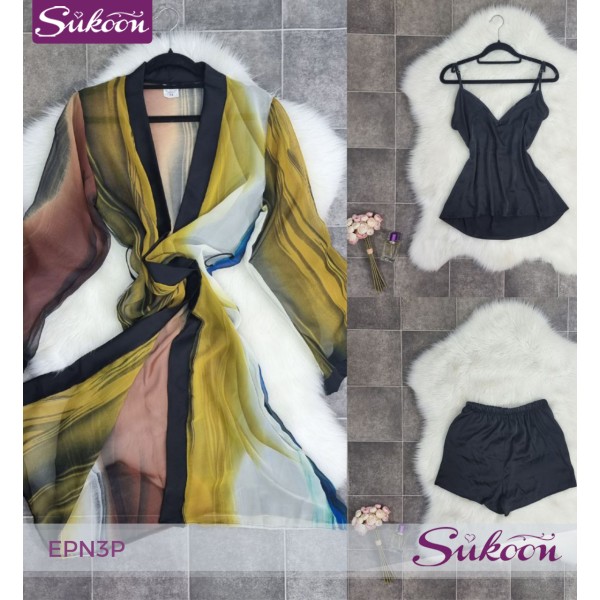 -Pyjama féminine pour l'été  3 pieces -EPN3P