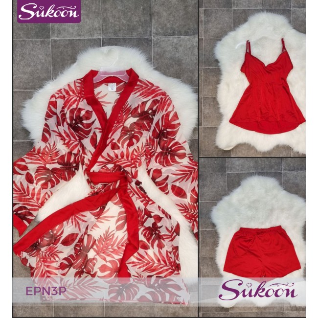 -Pyjama féminine pour l'été  3 pieces -EPN3P