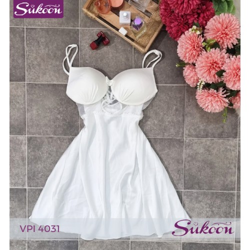 -Déshabillé blanche avec des plumes -VPI 4031