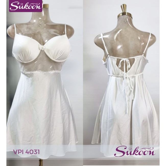 -Déshabillé blanche avec des plumes -VPI 4031