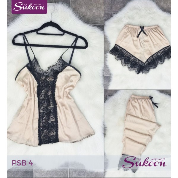 -Ensemble pyjama satiné 03 pcs-PSB4