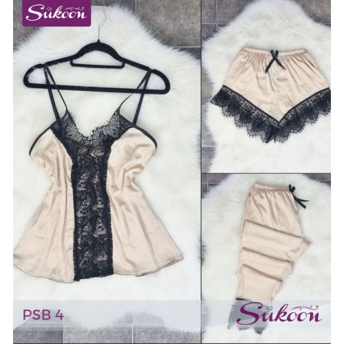 -Ensemble pyjama satiné 03 pcs-PSB4