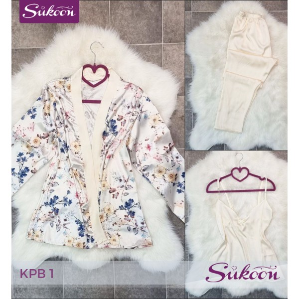 -Ensemble pyjama satinée a fleure -KPB1 2