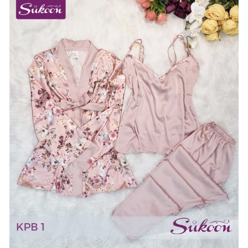 -Ensemble pyjama satinée a fleure -KPB1
