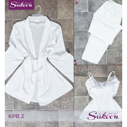 -Pyjama satiné 3 pieces -KPB2