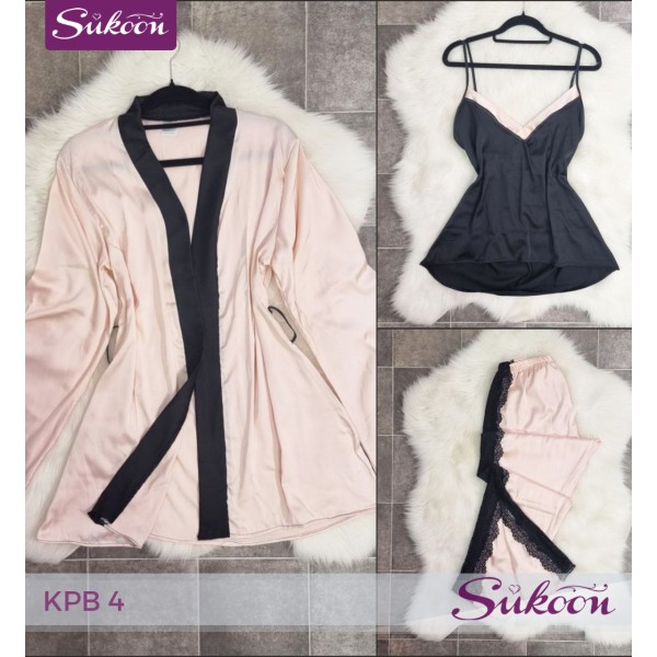 -Pyjama rose en satin -KPB4