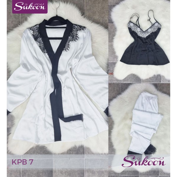 -Pyjama 3 psc noir et blanc -KPB7