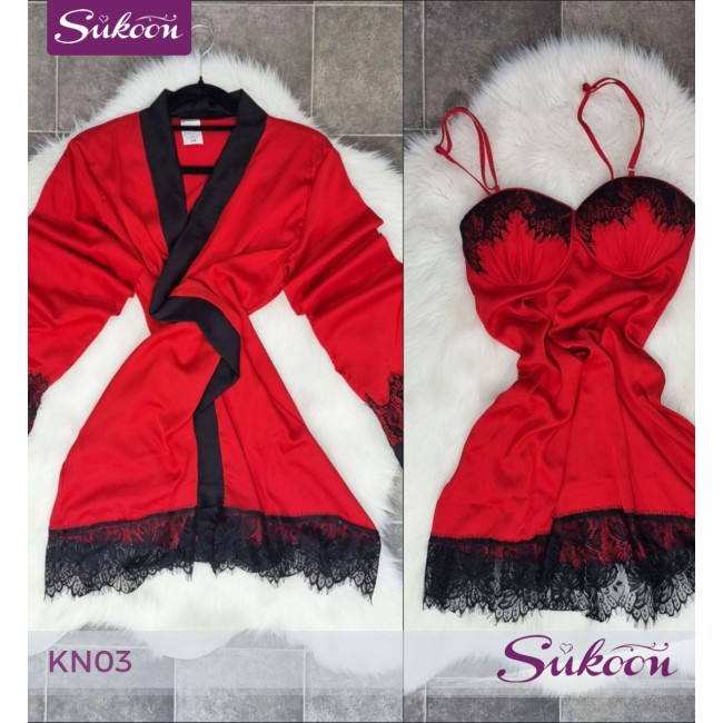 -Ensemble nuisette satinée 02 pcs -KN03