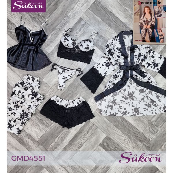 -Pyjama a fleurs Noir et Blanche-GMD4551