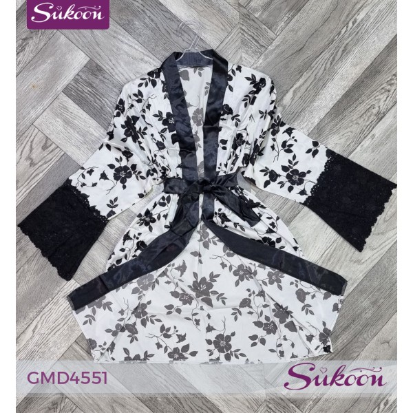 -Pyjama a fleurs Noir et Blanche-GMD4551 2