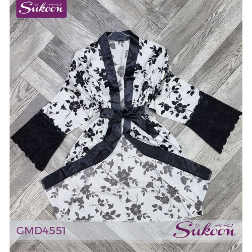 -Pyjama a fleurs Noir et Blanche-GMD4551