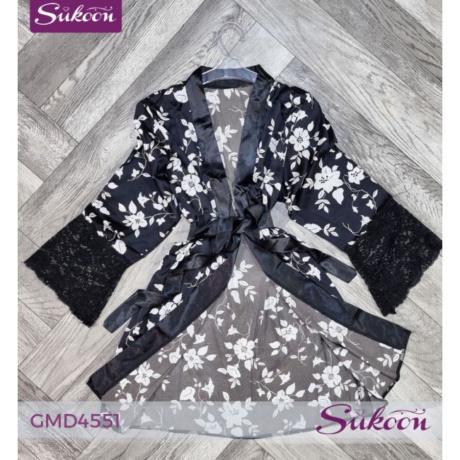 -Pyjama a fleurs Noir et Blanche-GMD4551