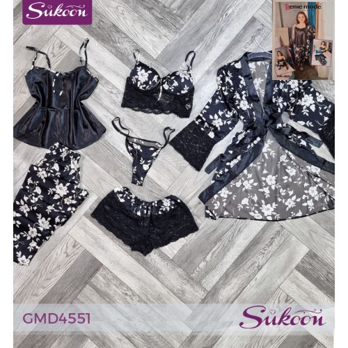 -Pyjama a fleurs Noir et Blanche-GMD4551