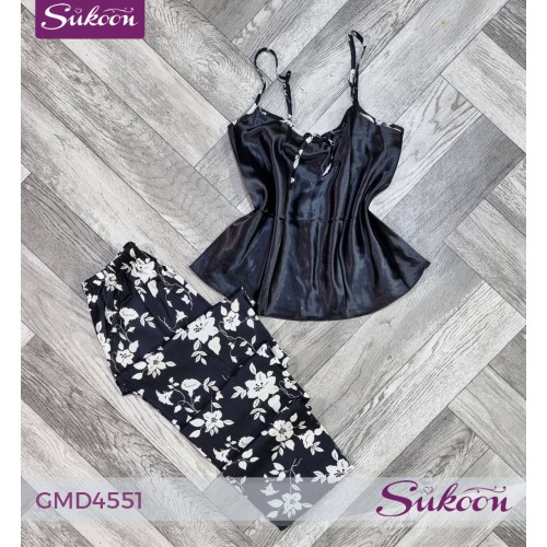 -Pyjama a fleurs Noir et Blanche-GMD4551