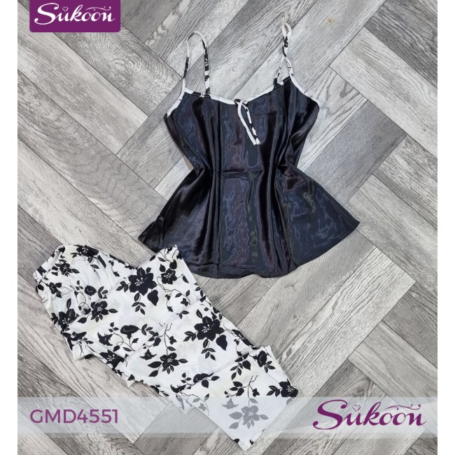 -Pyjama a fleurs Noir et Blanche-GMD4551