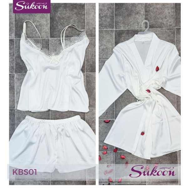 -Pyjama satiné 3 psc -KBS01