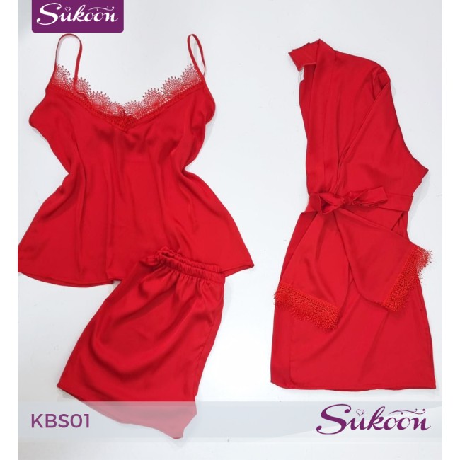-Pyjama satiné 3 psc -KBS01