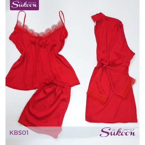 -Pyjama satiné 3 psc -KBS01