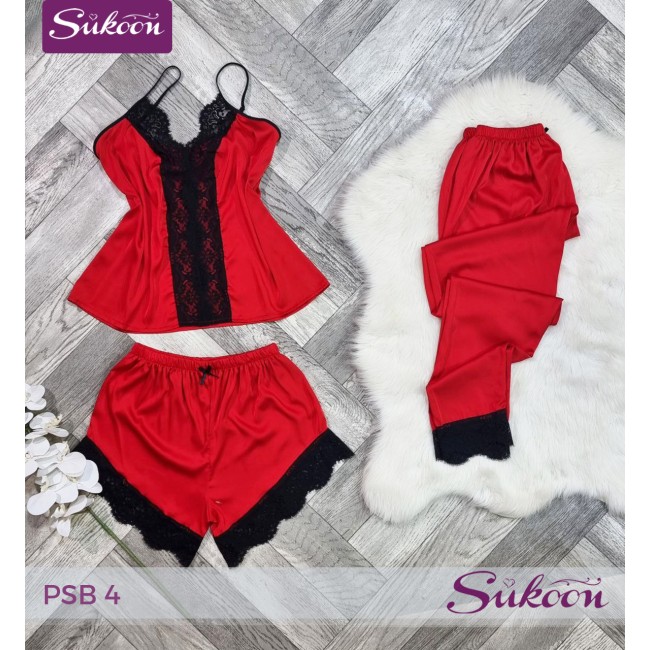 -Ensemble pyjama satiné 03 pcs-PSB4