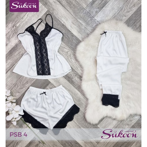 -Ensemble pyjama satiné 03 pcs-PSB4