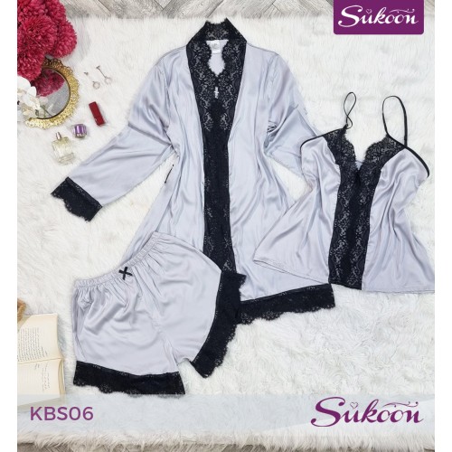 -Pyjama dentelle 3psc -KBS06