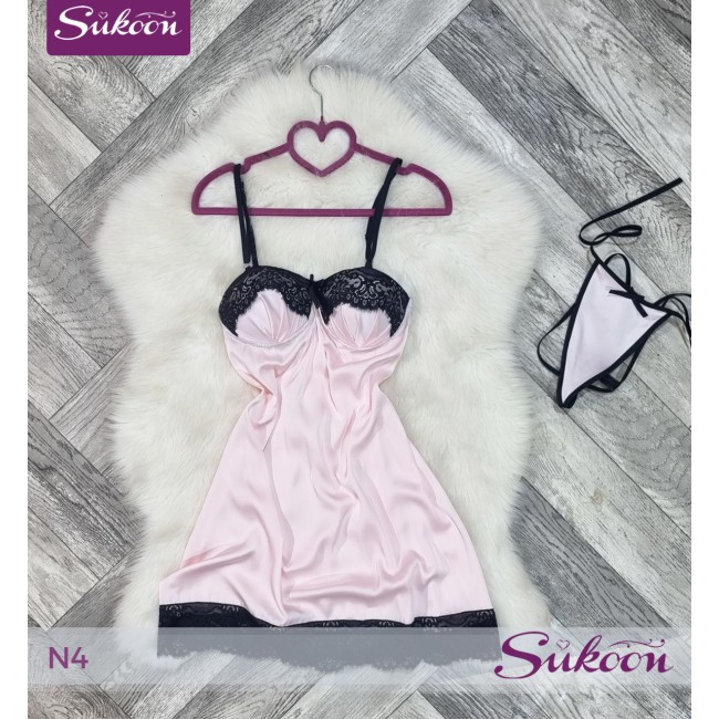 -Nuisette en satin et dental -N4
