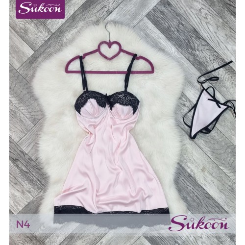 -Nuisette en satin et dental -N4