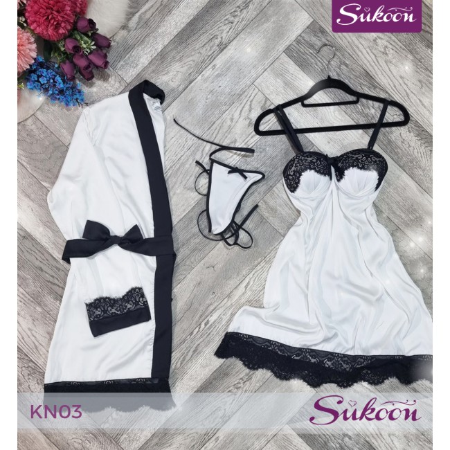 -Ensemble nuisette satinée 02 pcs -KN03