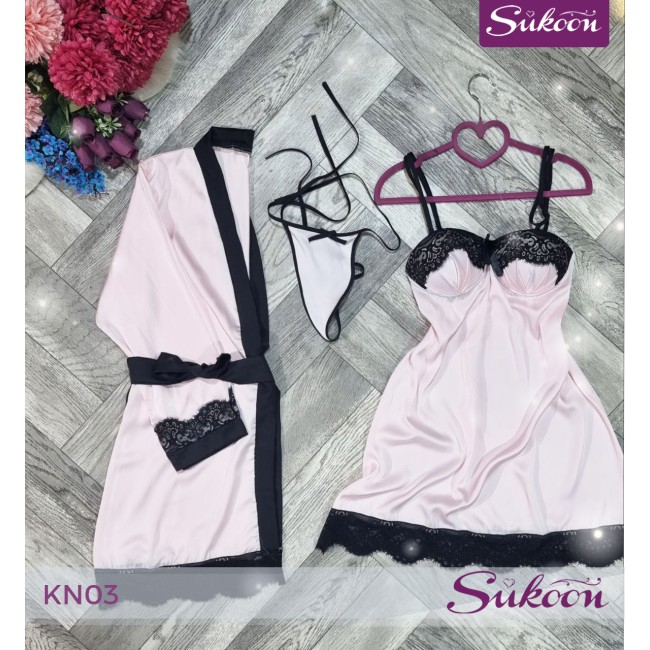 -Ensemble nuisette satinée 02 pcs -KN03