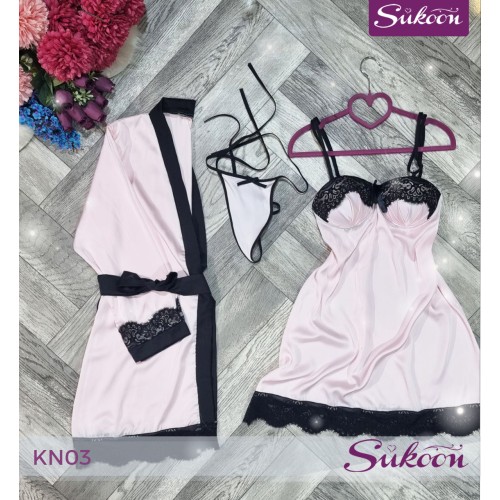 -Ensemble nuisette satinée 02 pcs -KN03