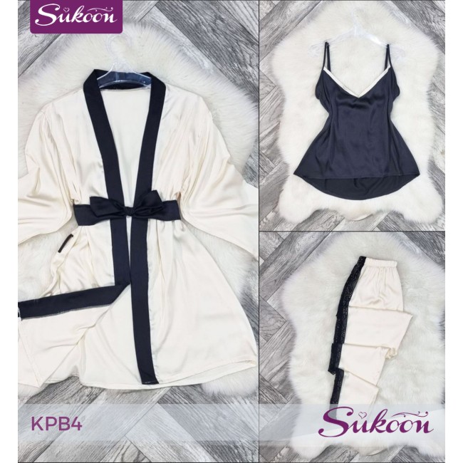 -Pyjama rose en satin -KPB4